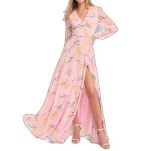 Lulu's Pink Floral Maxi Dress